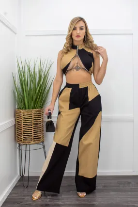 Crop Top With Matching Pant Set