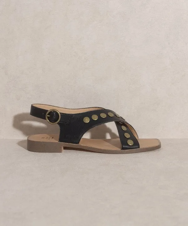 CROSSLUCK STUDDED SANDALS [ONLINE EXCLUSIVE]