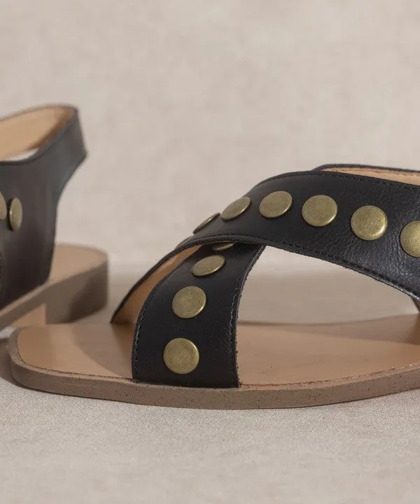 CROSSLUCK STUDDED SANDALS [ONLINE EXCLUSIVE]