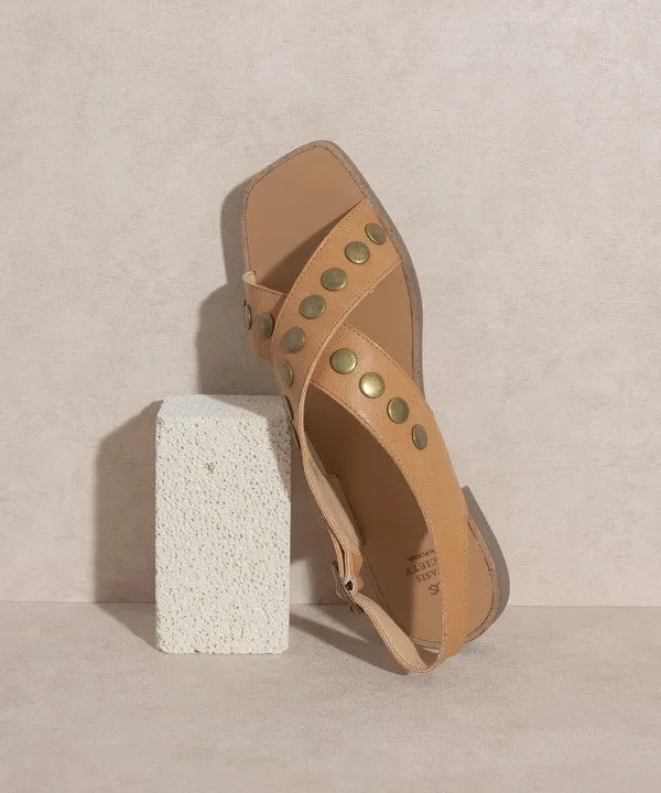 CROSSLUCK STUDDED SANDALS [ONLINE EXCLUSIVE]