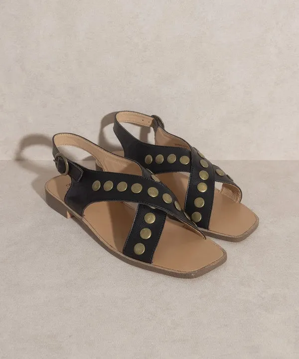 CROSSLUCK STUDDED SANDALS [ONLINE EXCLUSIVE]