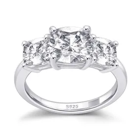 Cushion Cut Three Stones Engagement Ring