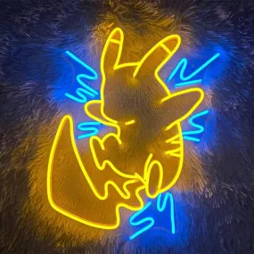 Custom Anime Pikachu Pokemon Neon Sign: A Cute Cartoon for Bars, Clubs, or Home Decor; Personalized Gift for Kids, Bedroom Night Lamp, and Game Room Lights