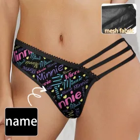 Custom Name Colorful Women's Low Waist Mesh Briefs Personalized Underwear Panties for Women