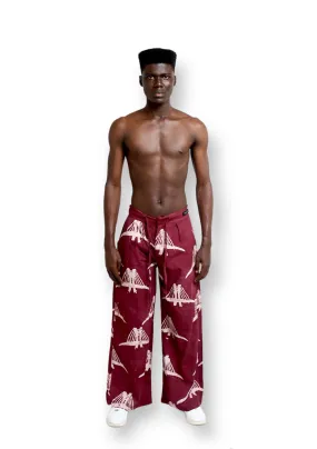 Cute Saint Igunu Burgundy Cotton Trouser