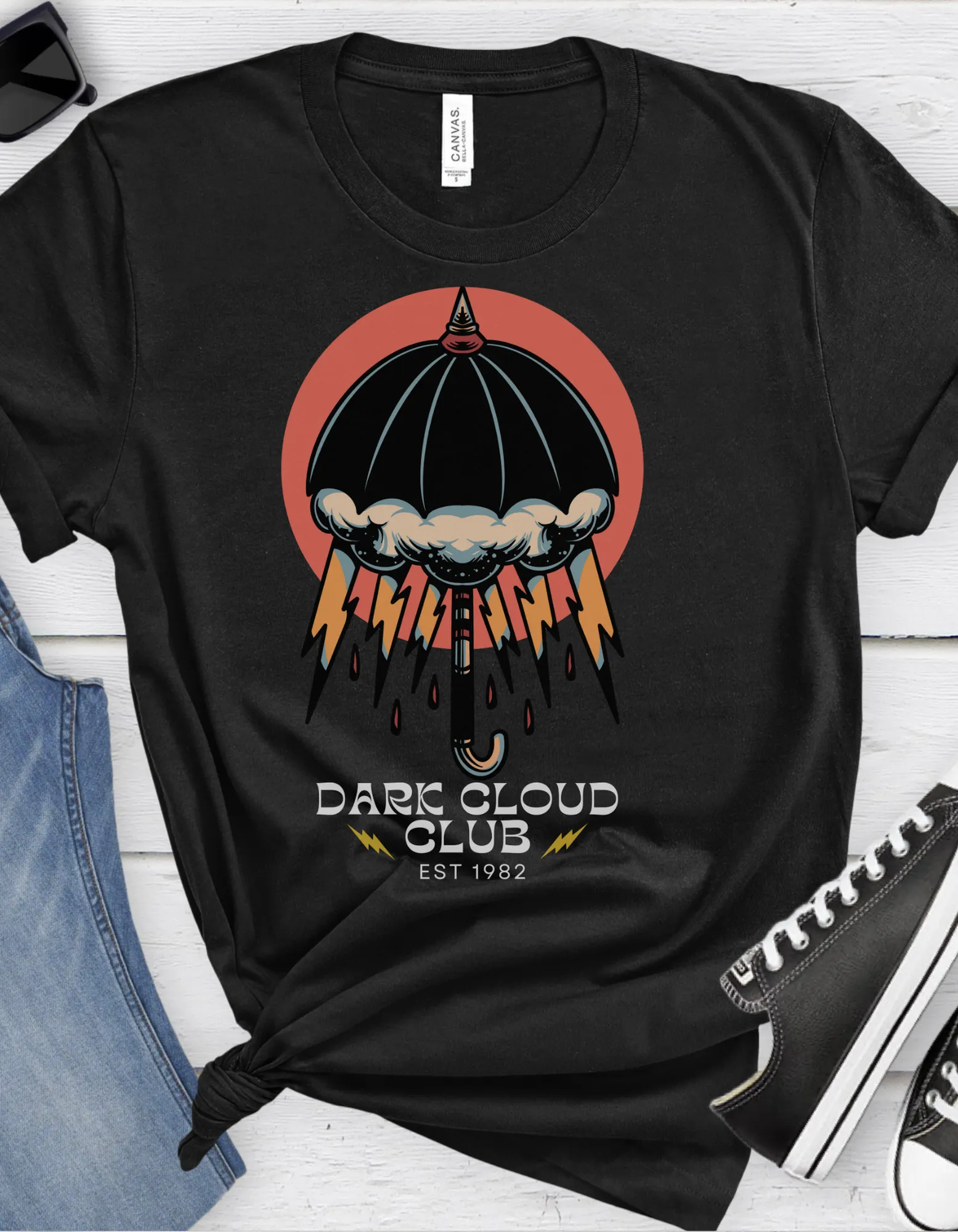 Dark Cloud Club 2 Tattoo T-shirt / Traditional Tattoo Tee Shirt / Punk Rock Clothing Tshirt Rockabilly Psychobilly Freak Goth