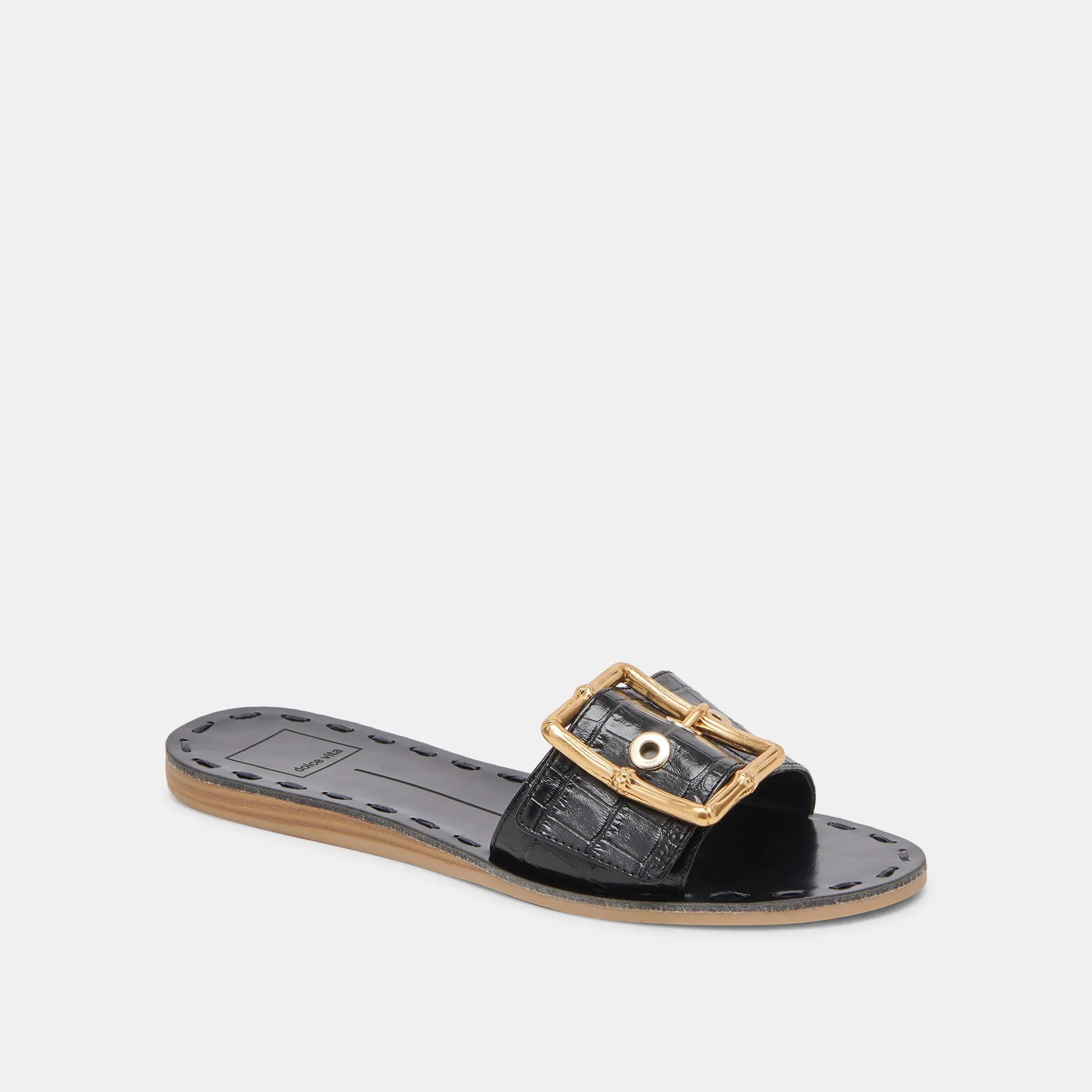 DASA SANDALS NOIR EMBOSSED LEATHER