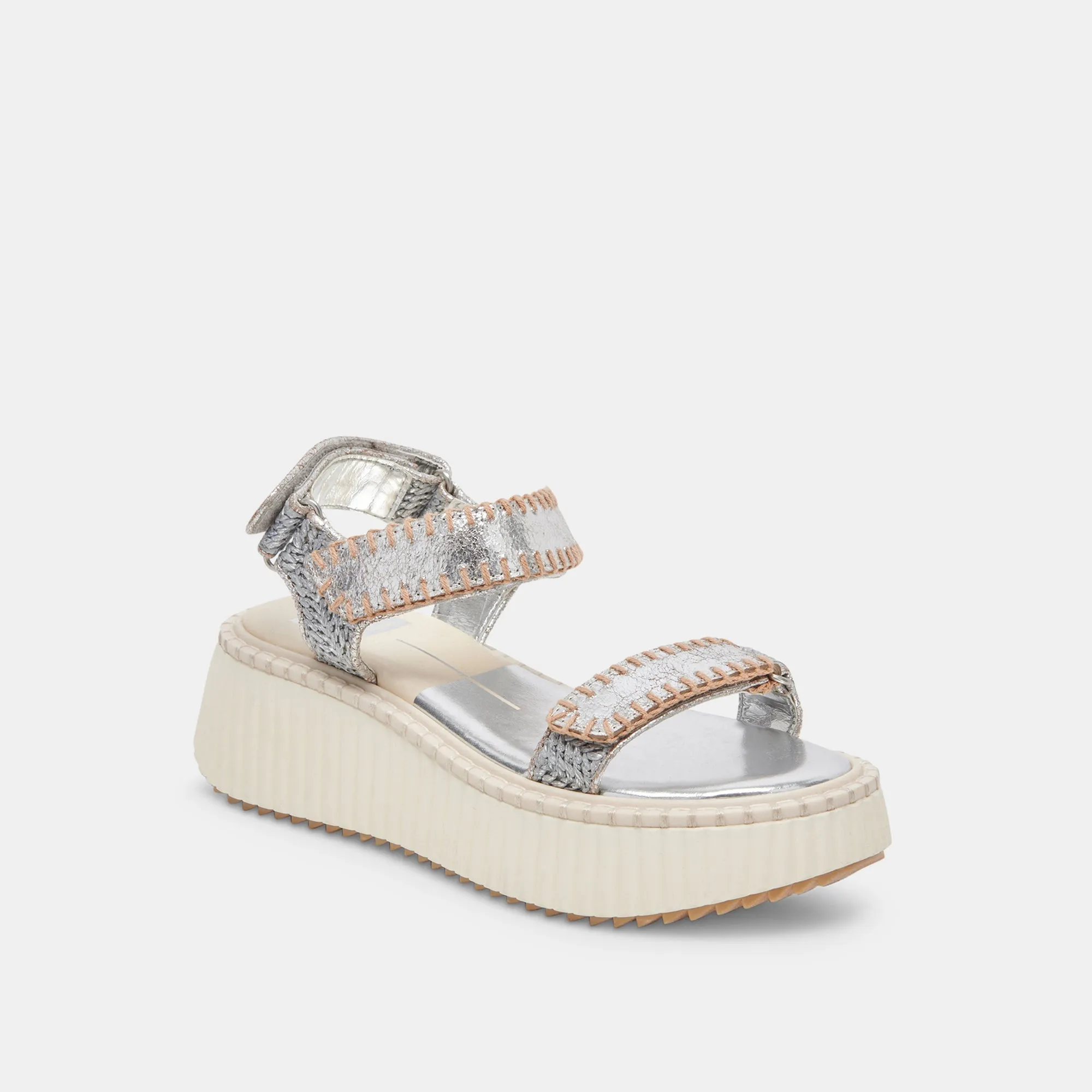 DEBRA SANDALS SILVER DISTRESSED LEATHER