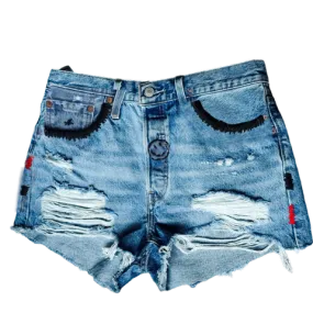 Denim Hand Embroidered Zip Smile Shorts Levi’s 501