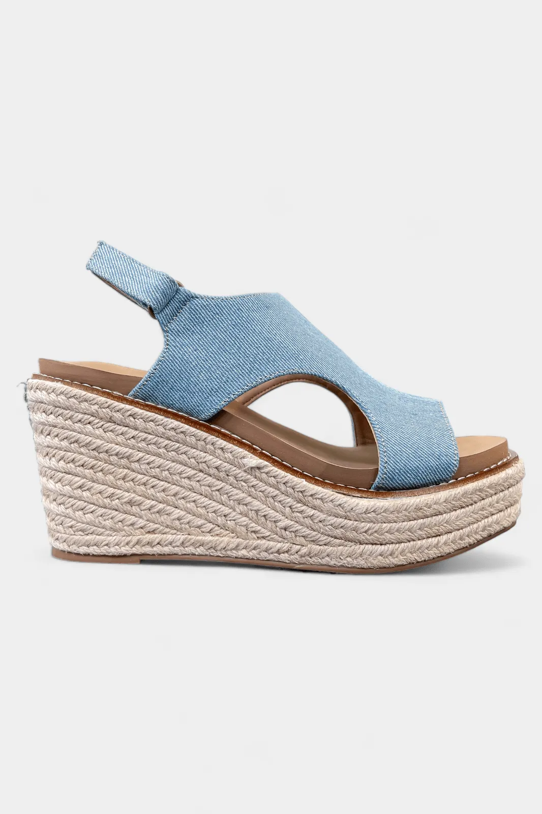 Denim Platform Freddie Wedge Sandals