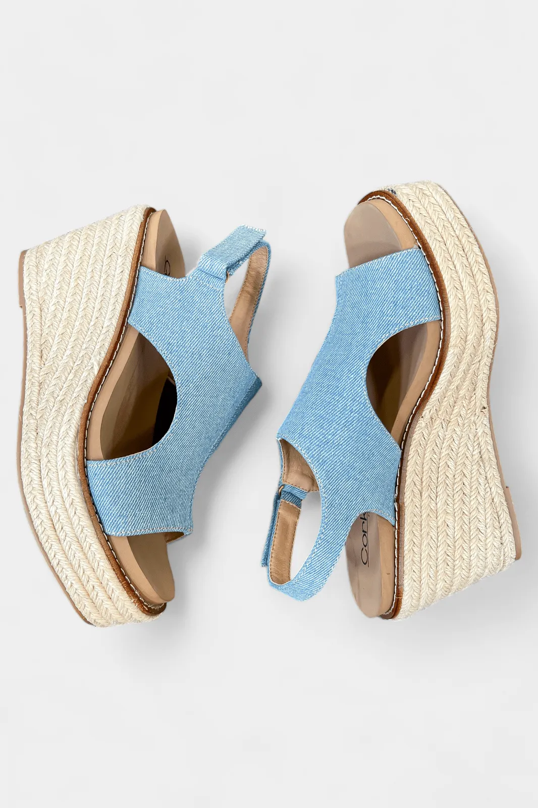 Denim Platform Freddie Wedge Sandals