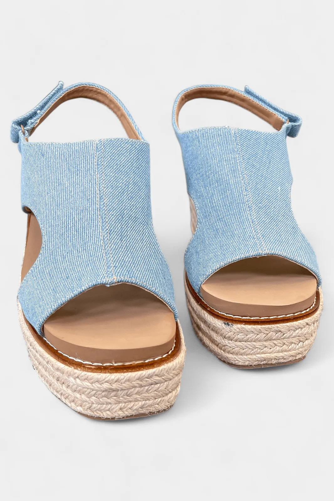 Denim Platform Freddie Wedge Sandals