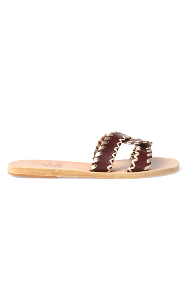 Desmos Stitch Slide Sandals in Chestnut