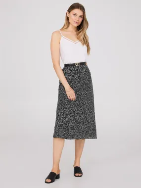 Dot Print Chiffon A-Line Skirt