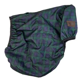 Dover Saddlery Nylon   Fleece Saddle Cover in Navy/Green Plaid