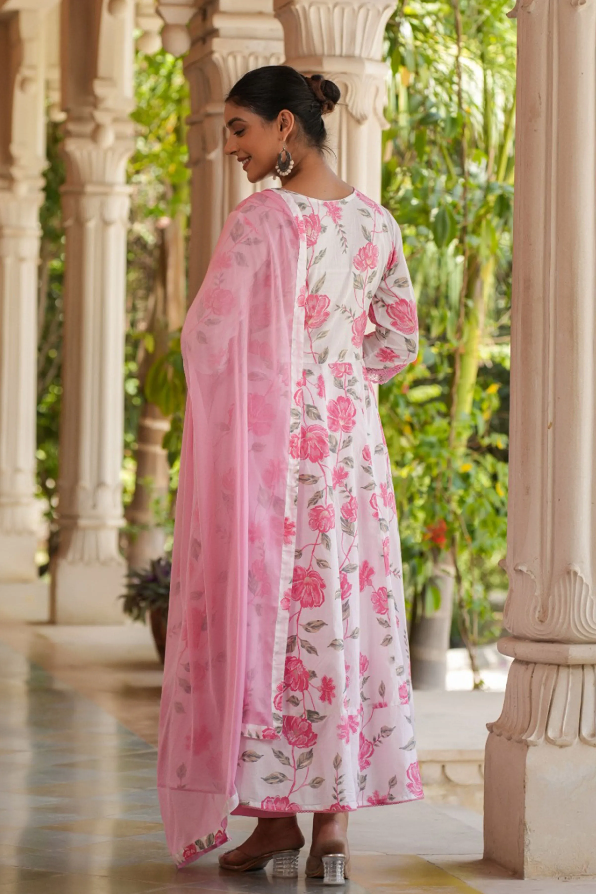 Dreamy Petals Cotton Anarkali Set