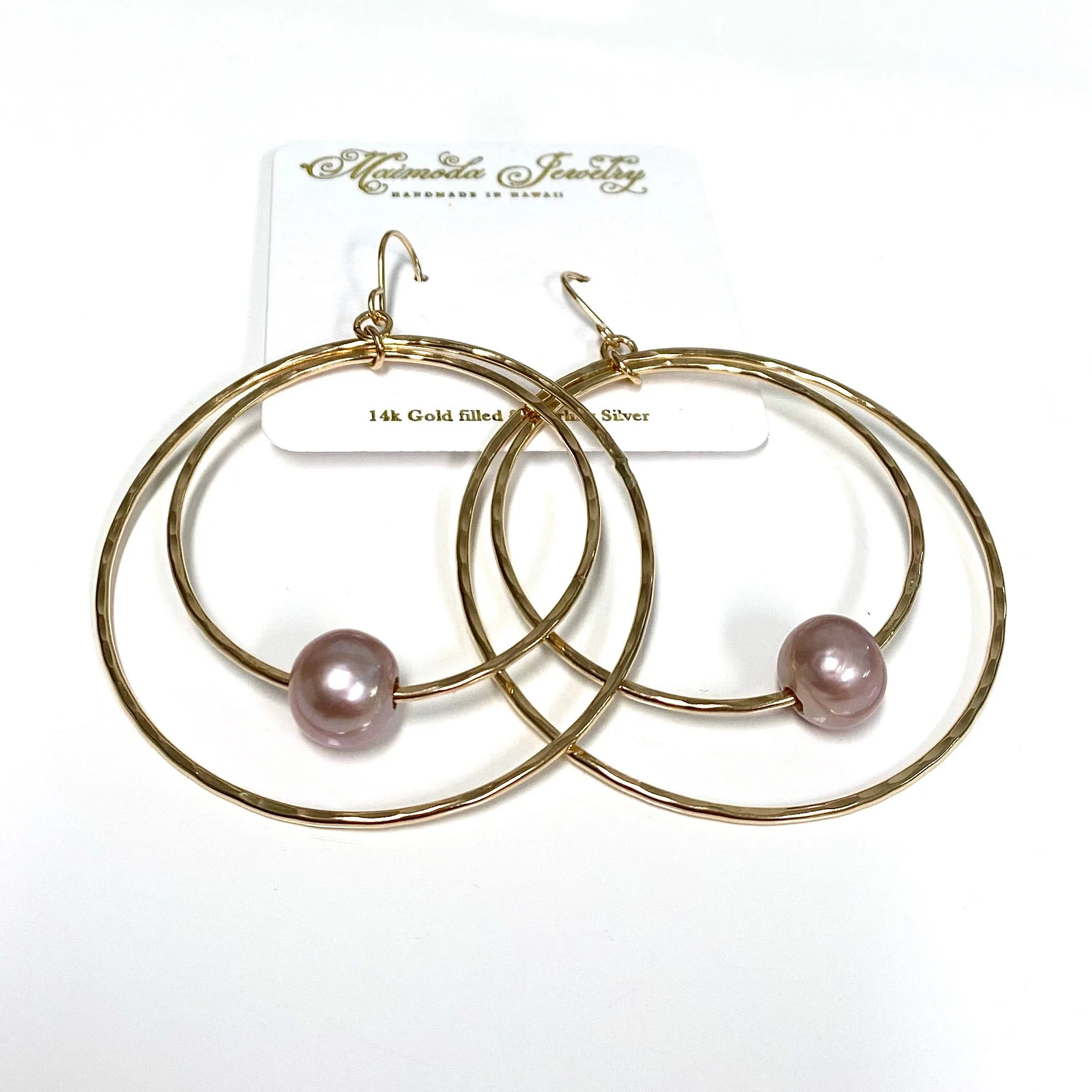 Earrings MOMILANI - pink Edison pearls (E588)