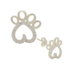 Earrings - Silver Heart Paw