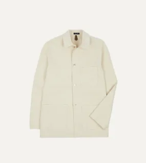 Ecru Cotton Duck Canvas Five-Pocket Chore Jacket