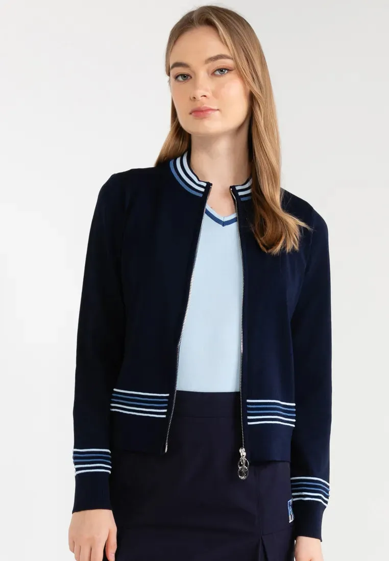 ELLE Active Stripe Details Zipper Knit Jacket