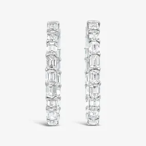 Emerald Cut 3.40CT Eternity 1 Hoop Earrings