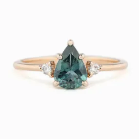 Emilie Ring 1.13ct Teal Blue Montana Sapphire, 14K Rose Gold (One of a kind)