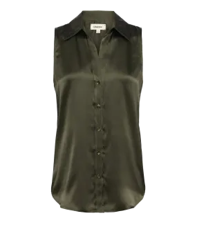 Emmy Sleeveless Blouse in Army