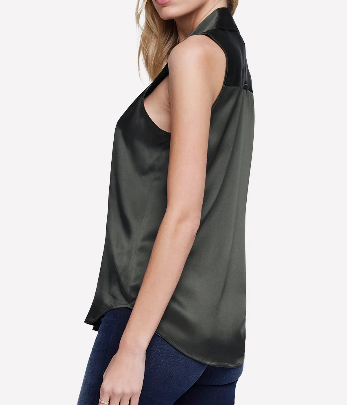 Emmy Sleeveless Blouse in Army