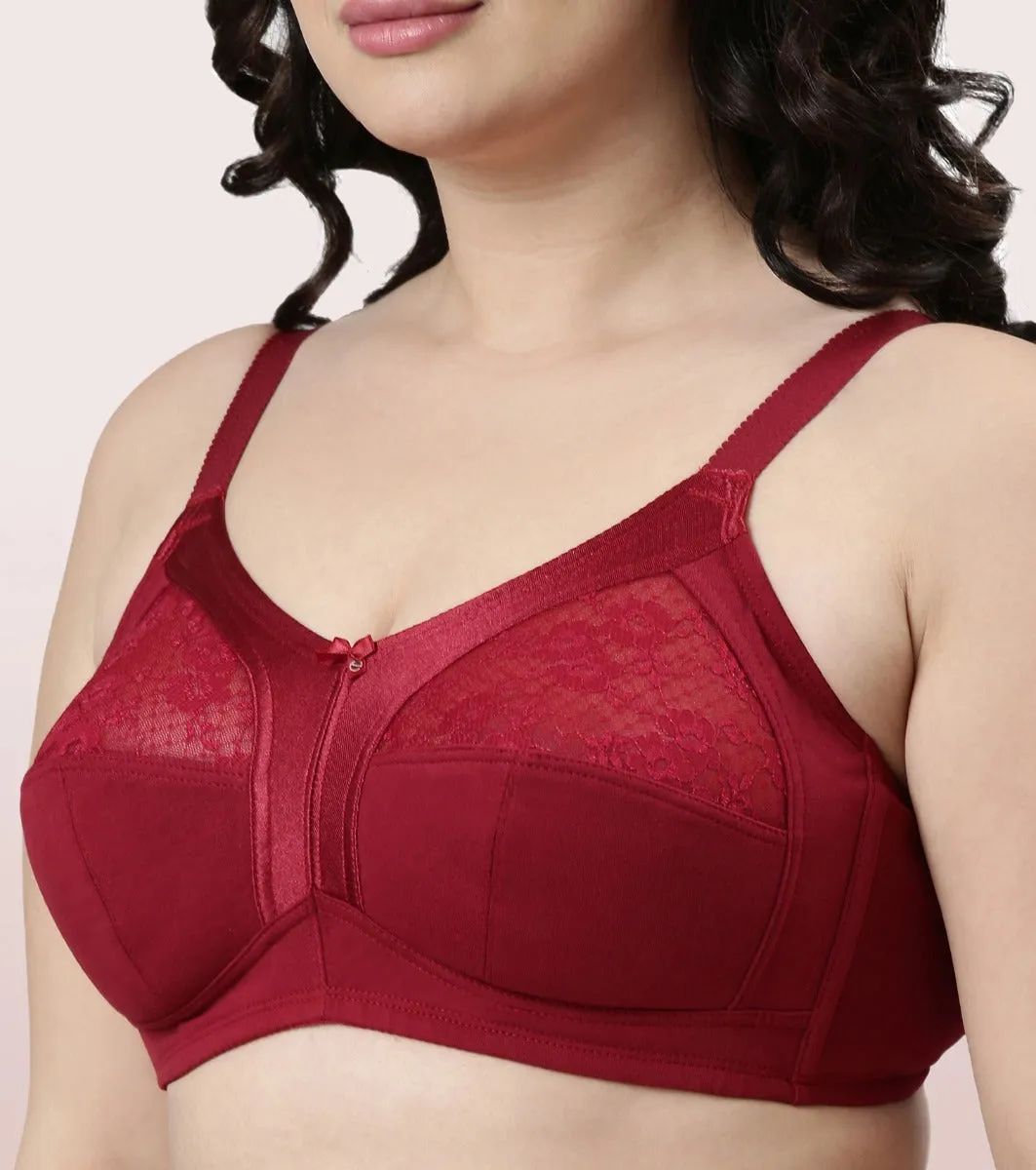 Enamor Fab-Cool A014 Super Contouring M-frame Full Support  Cotton Bra for Women- Full Coverage, Non Padded and Wirefree - Masai