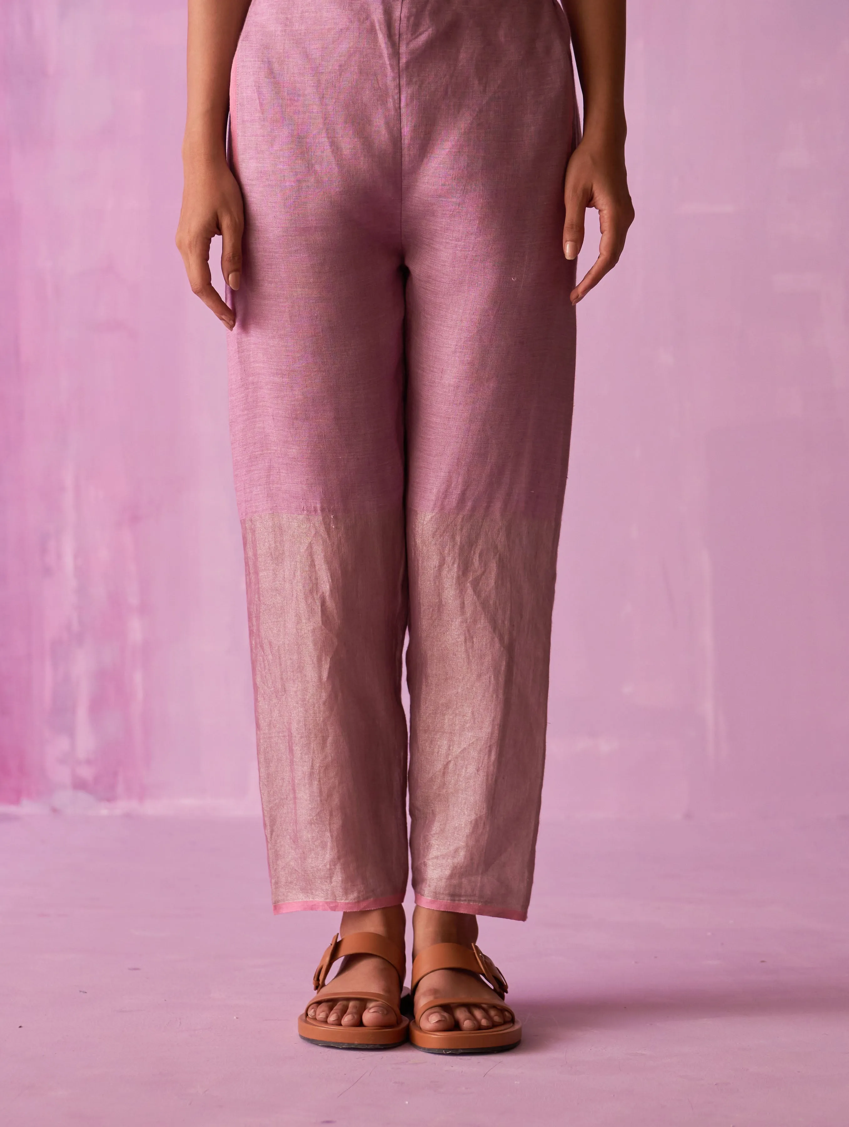 Essa Metallic Linen Pant - Lavender