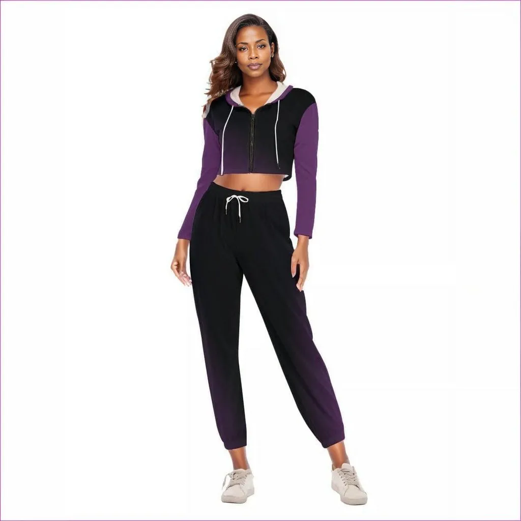 Fade Womens Crop Hoodie Sports Set