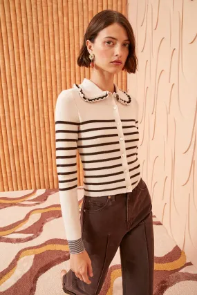 Faustine Cardigan - Espresso Stripe