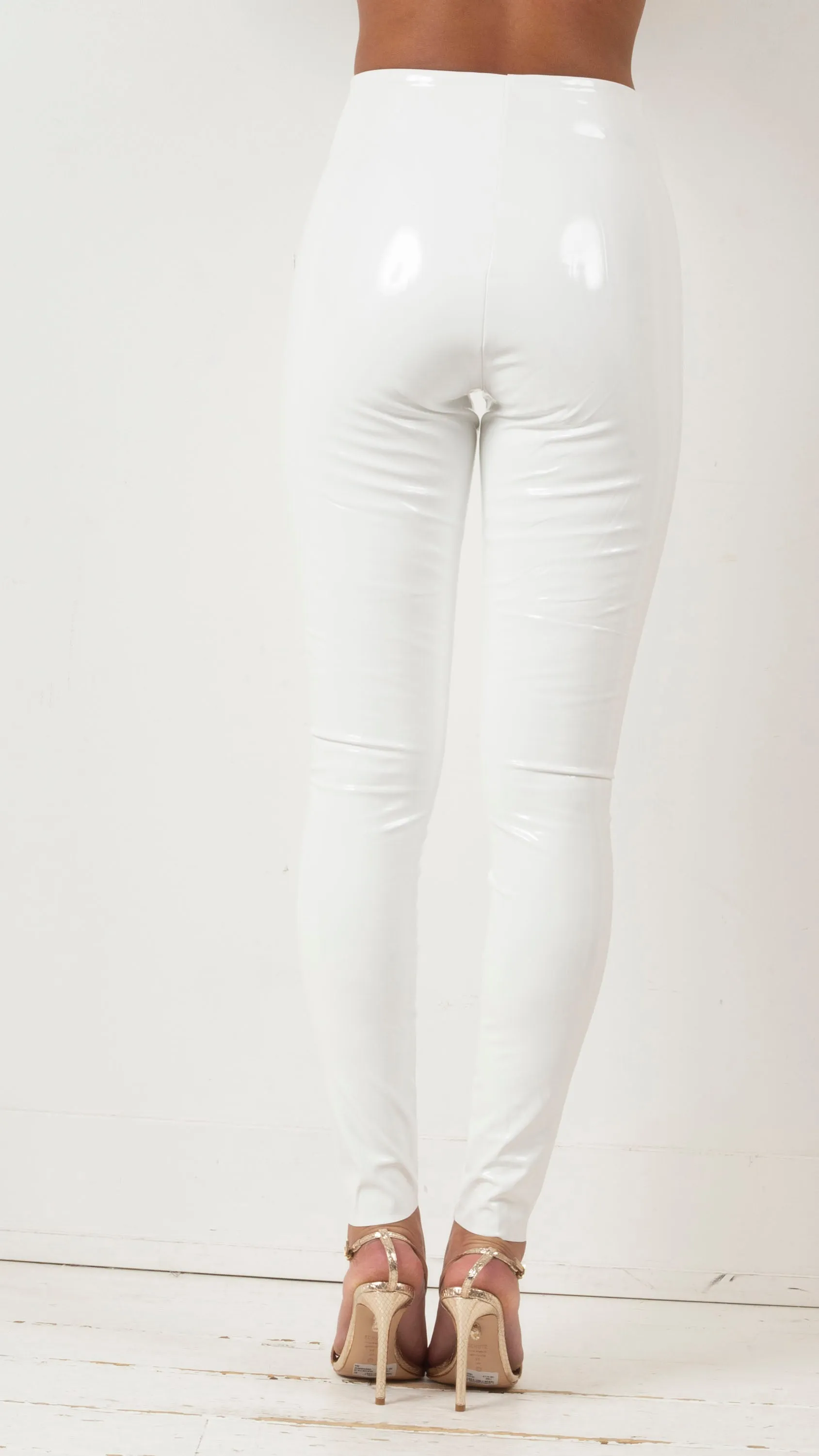 Faux Patent Leather Legging - White