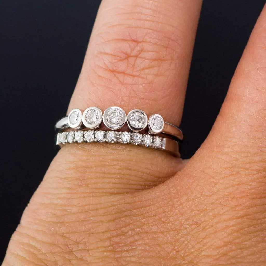 Fiona Band - Graduated Diamond, Ruby or Sapphire Five Bezel Stacking Anniversary Ring