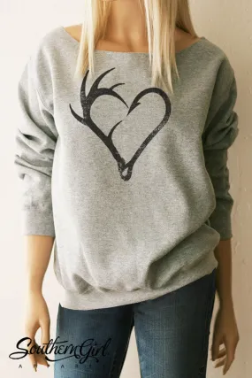 Fishing Hook Antler Heart Sweatshirt