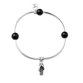 Flip Flop | Soft Bangle Charm Bracelet | Onyx