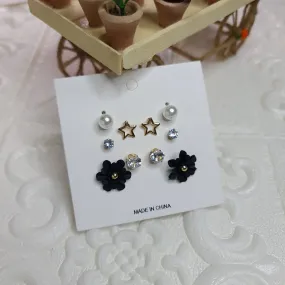 Floral Star Pearl Studs Combo