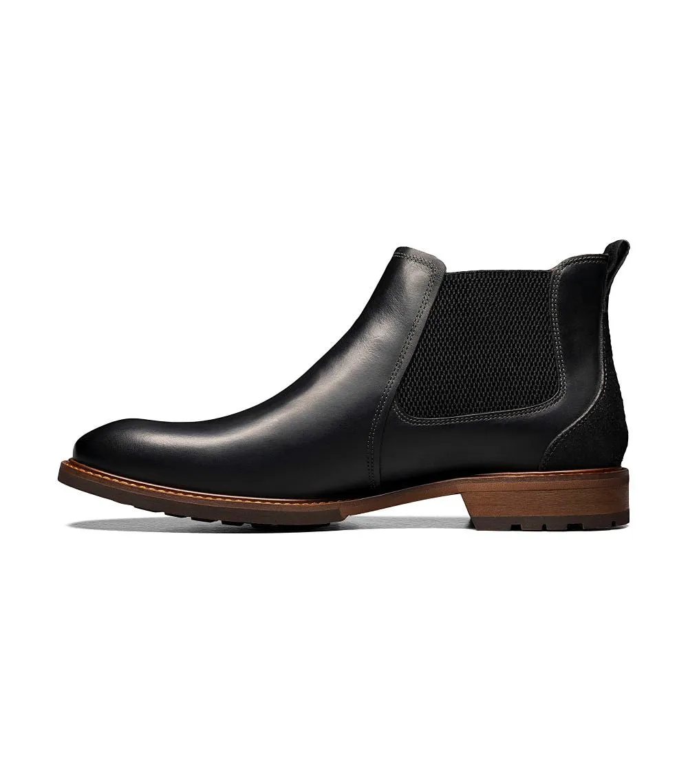 'Florsheim' Men's Lodge Plain Toe Gore Boot - Black Crazy Horse