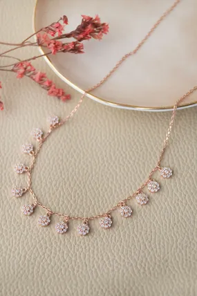 Flower Garland Rose Gold Plated Sterling Silver Chain Necklace