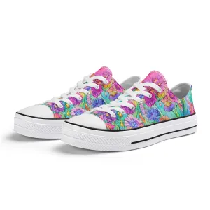 Flowers Womens Low Top Shoes, Garden Classic Canvas Converse Sneakers.