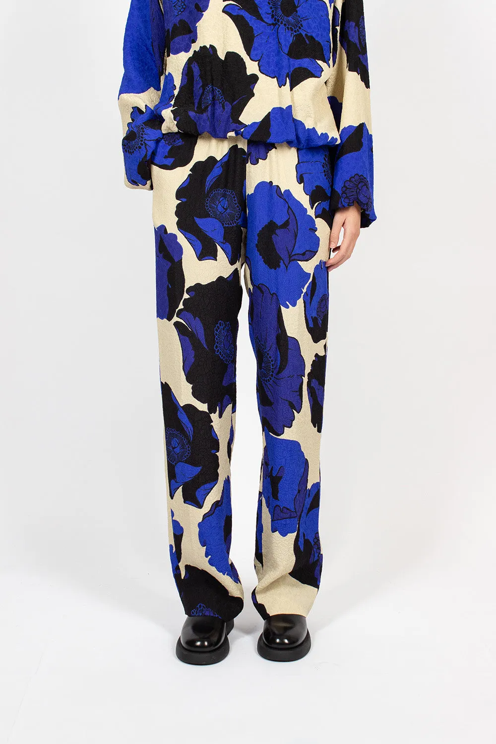 Fluid Floral Trousers Blue