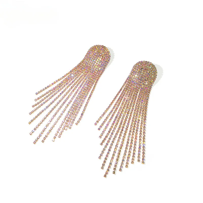 FN Artificial Rhinestone Tassel Face Slimming Earrings LOJS40