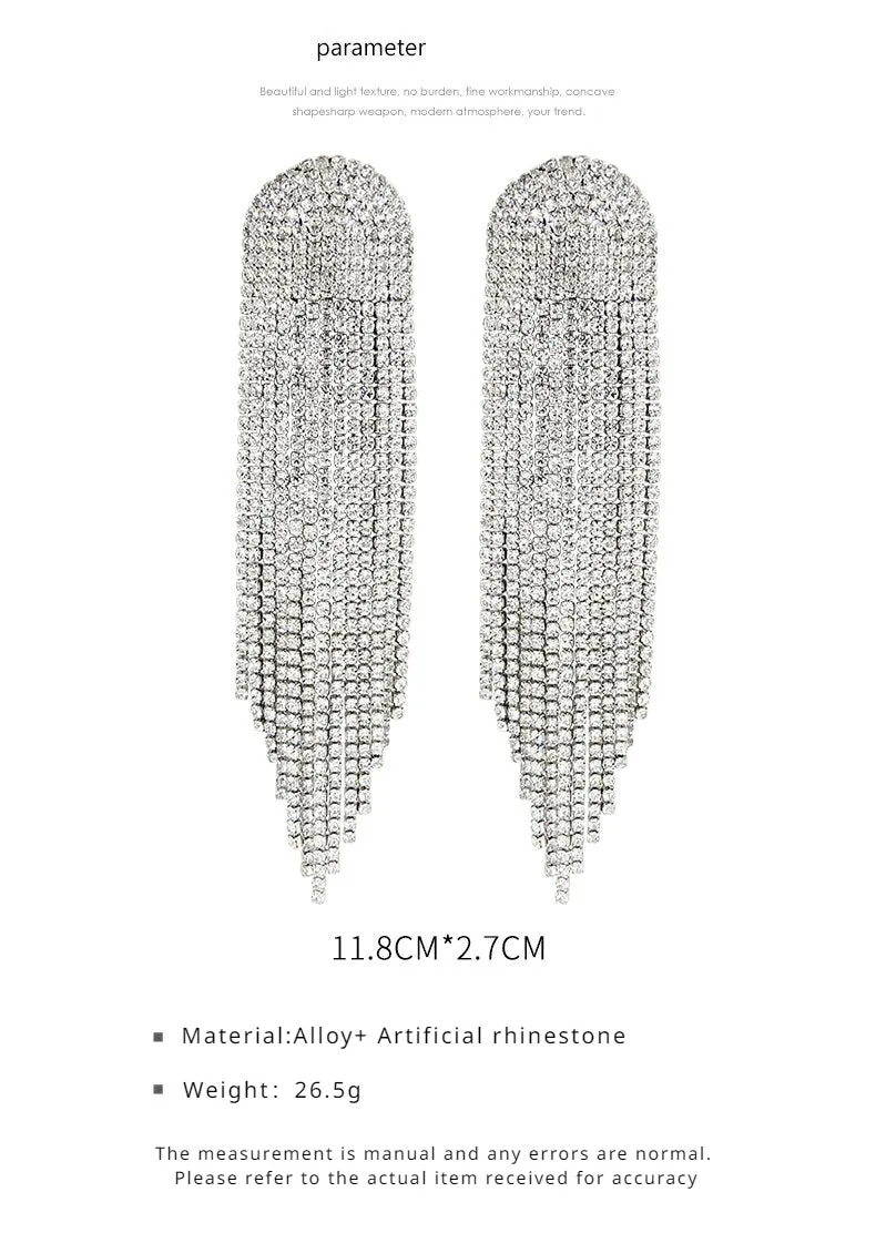 FN Artificial Rhinestone Tassel Face Slimming Earrings LOJS40