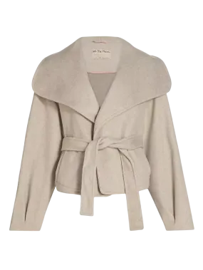 Free People Beige Stone Cashmere-feel Belted Jacket UK M