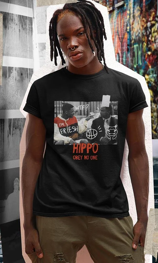 Fresh Prince Hippo Throwback - Digital Graphics Basic T-shirt Black