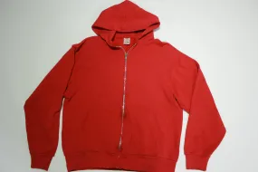 Fruit of the Loom Vintage 90's Blank Red Basic Essential Hoodie Zip Up Pocket Sweatshirt