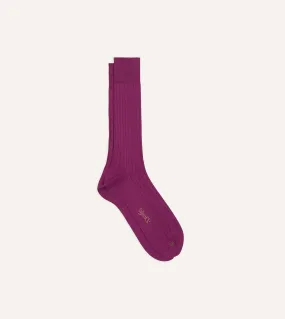 Fuchsia Cotton Mid-Calf Socks