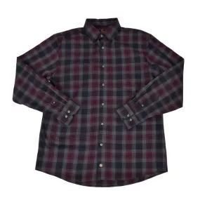 'FX Fusion' Men's Melange Plaid Button Down - Burgundy /  Navy / Grey