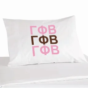 Gamma Phi Beta Sorority Letters in Sorority Colors Pillowcase