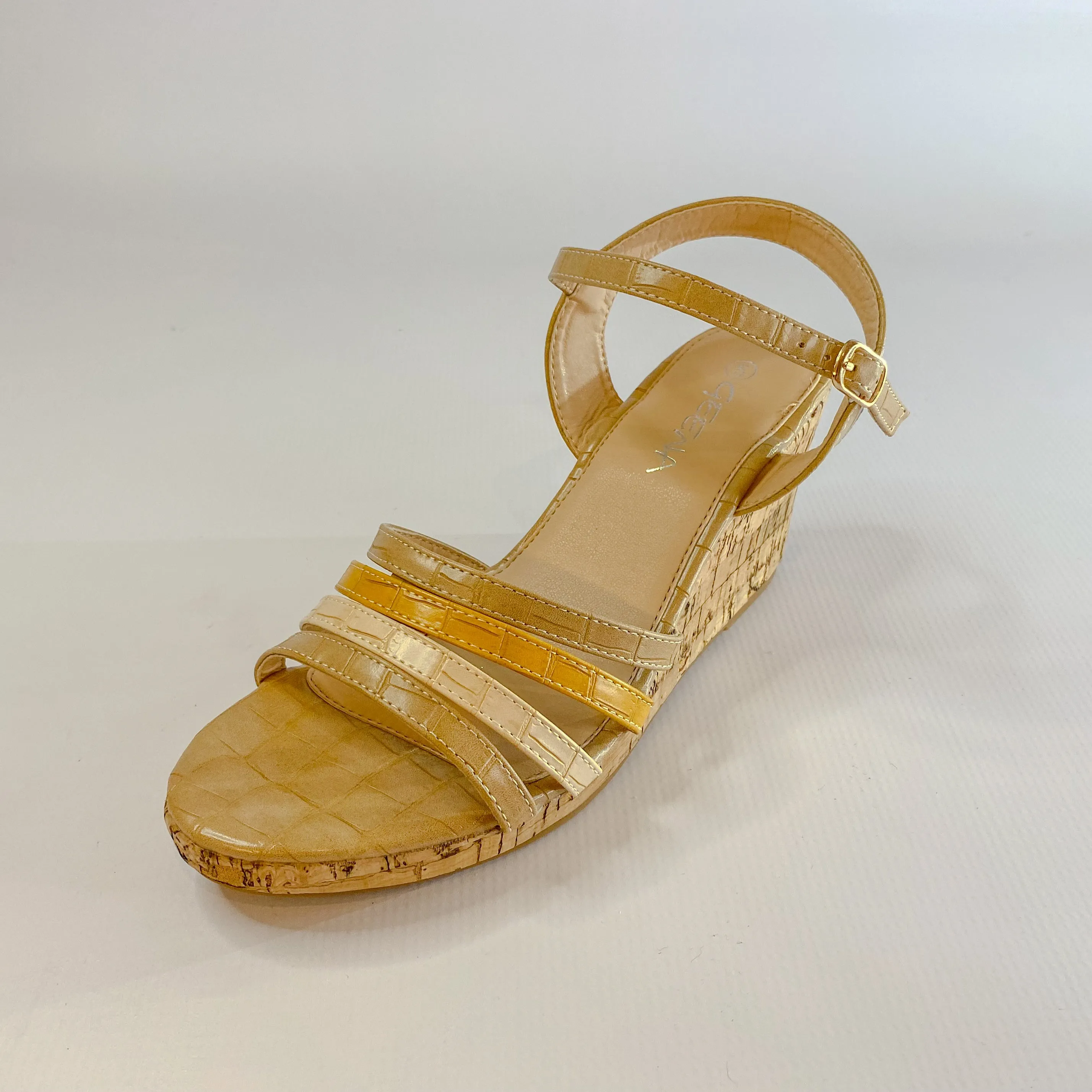 Geena multicoloured cork wedge